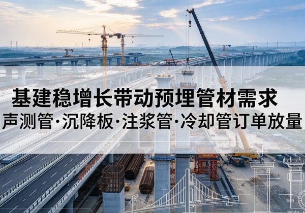 海北基建稳增长带动预埋监测管材需求，声测管、沉降板、注浆管订单持续放量